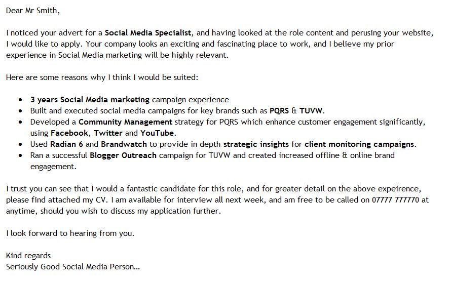 bullet points in cover letter