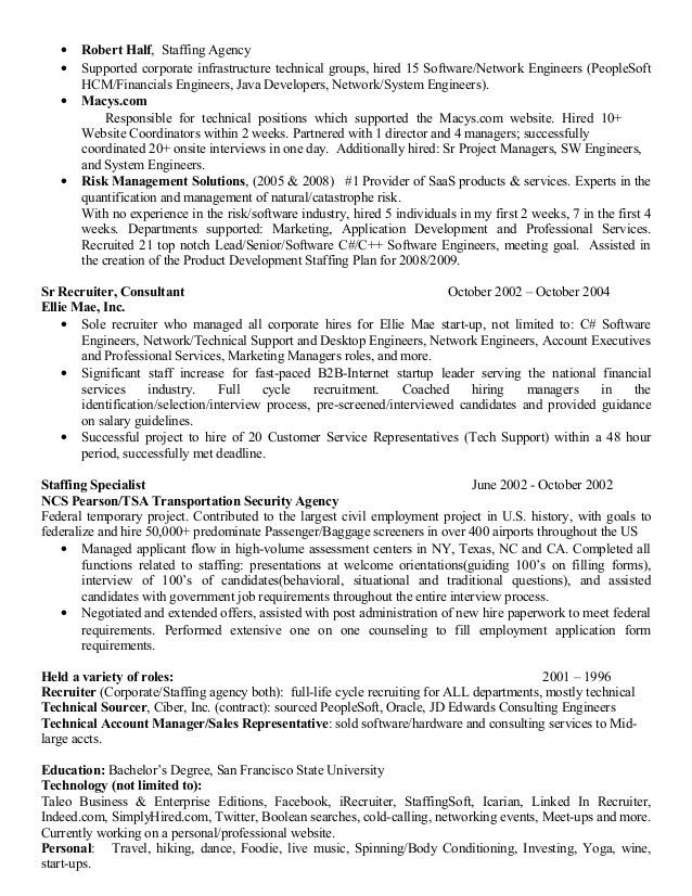 recruiter resume sample