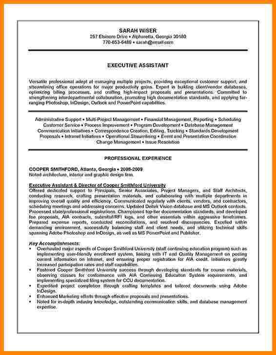 executive assistant resume summary