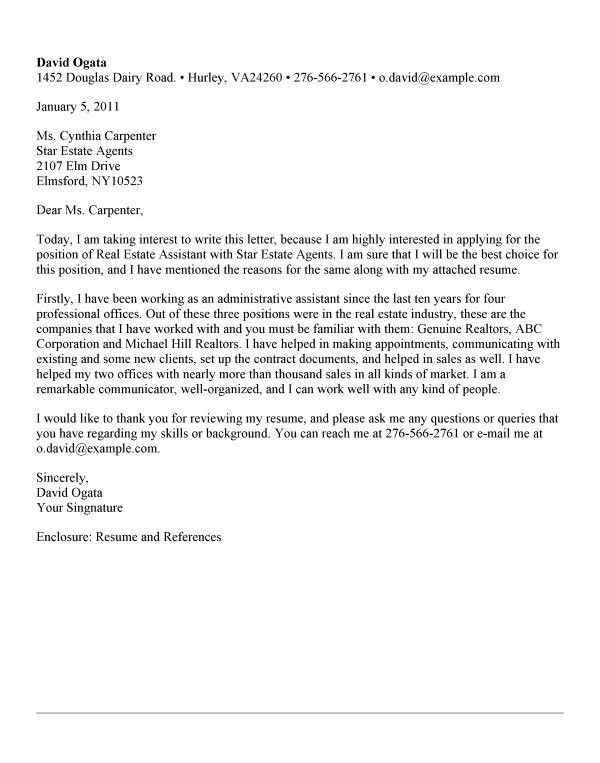 letter to real estate agent