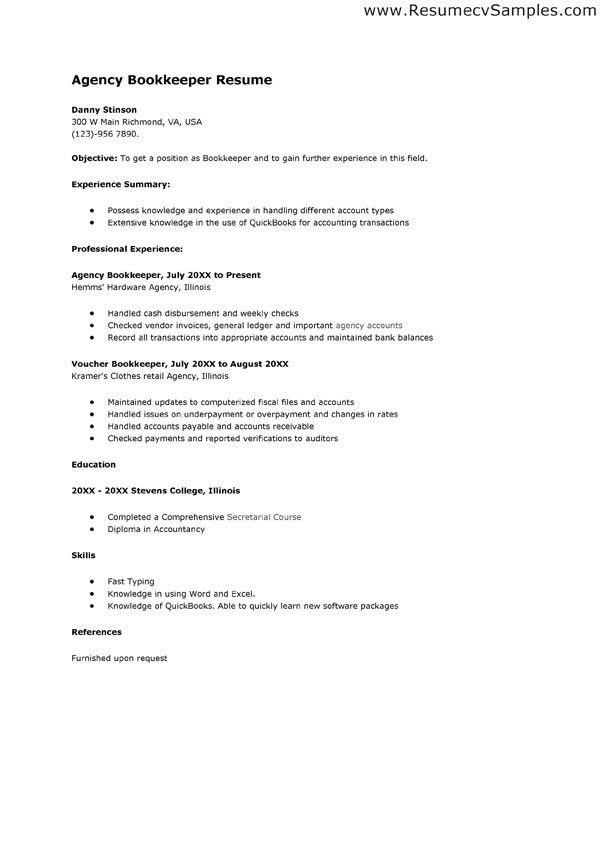 bookkeeper resumes