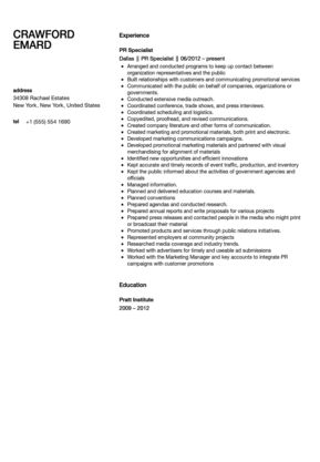 labor relations specialist resume