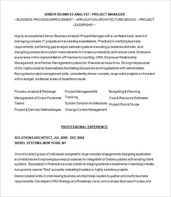 crm business analyst resumes