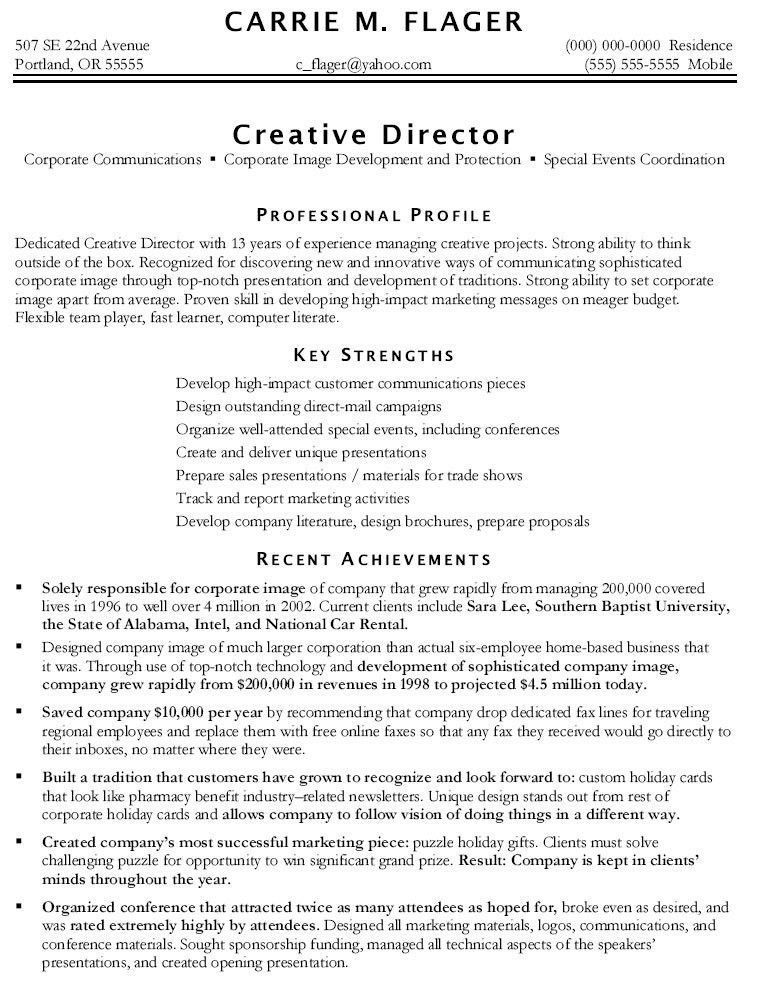 creative manager resumes
