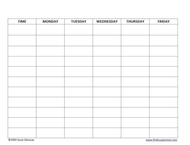 weekly schedule blank