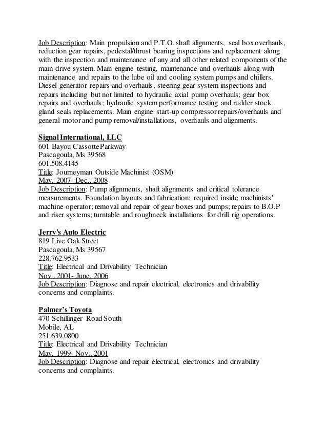 machinist resumes