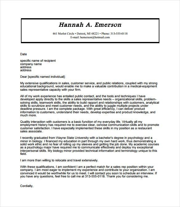 salesperson cover letter