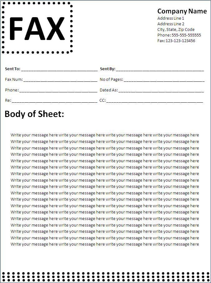 fax template for word