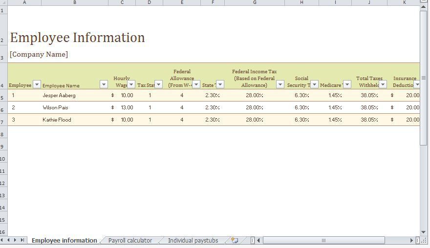 microsoft excel payroll template