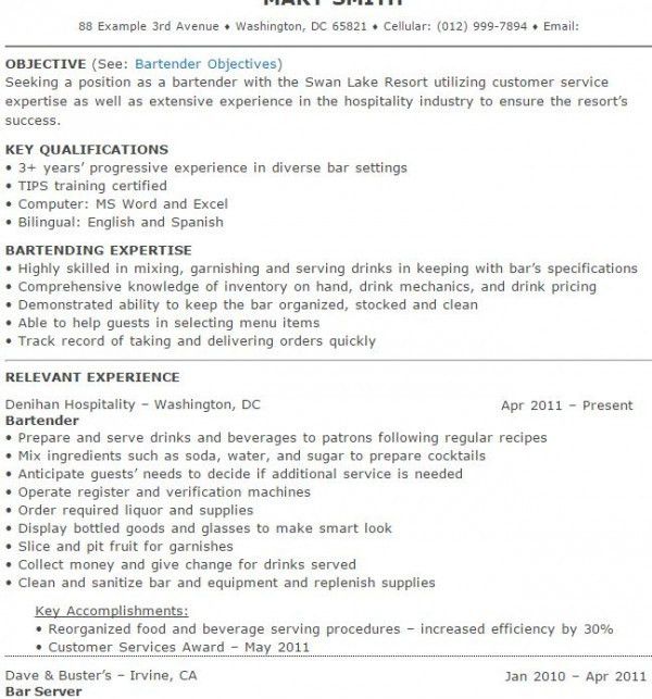 resume sample server