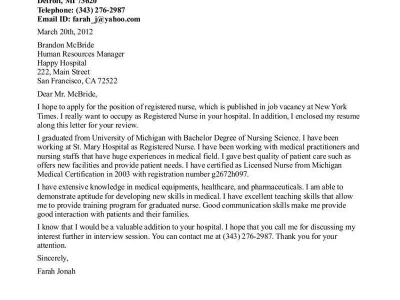 new grad nursing cover letters