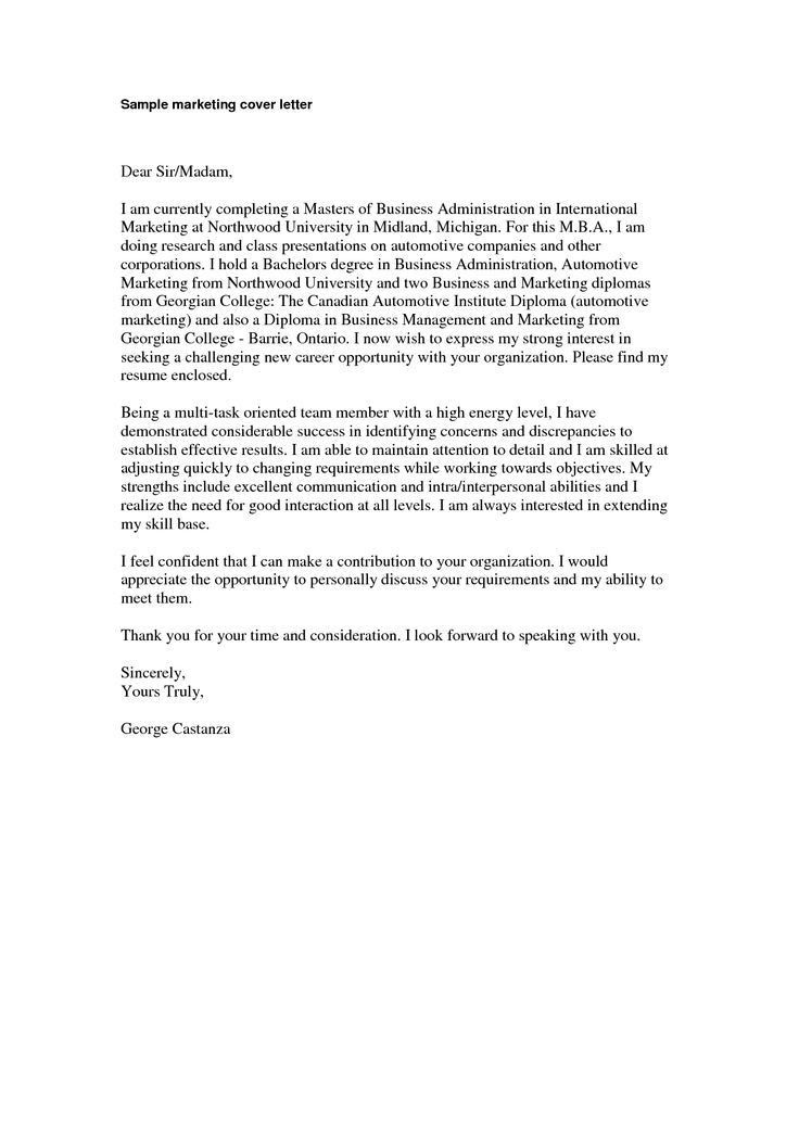cover letter examples for marketing