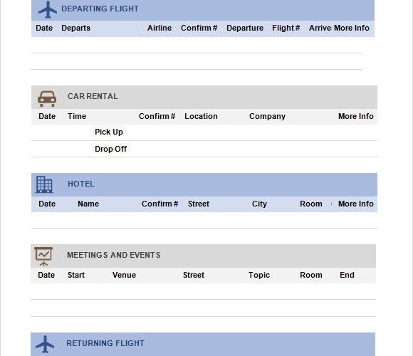 event itinerary template
