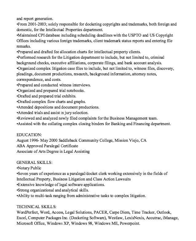 corporate paralegal resume