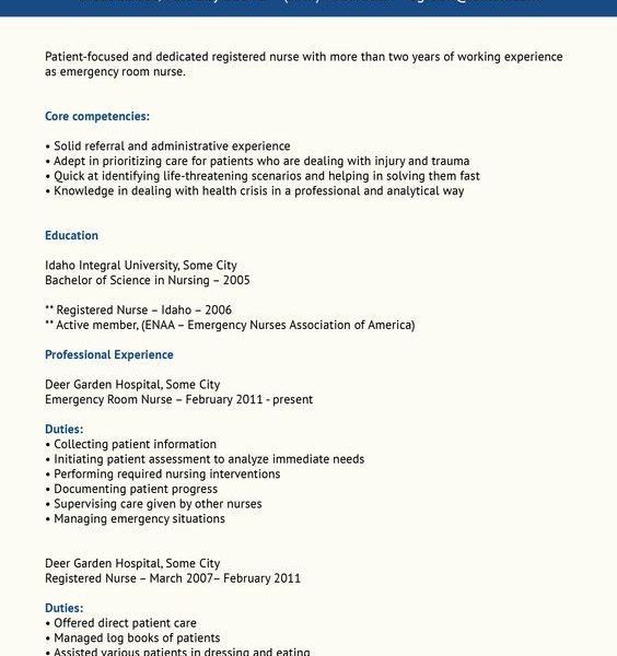 er nurse resume sample
