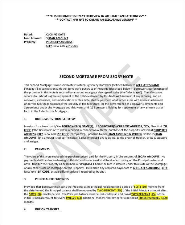 mortgage promissory note