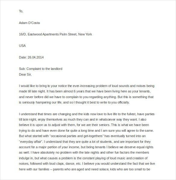 formal complaint letters