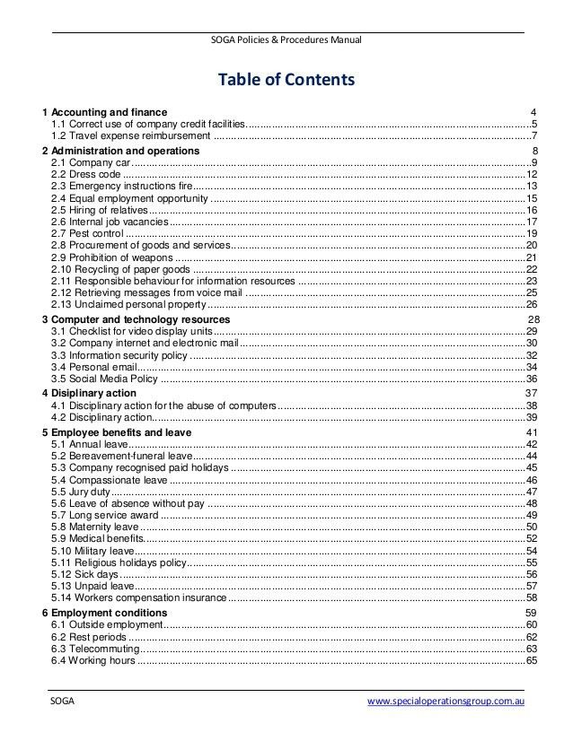 procedures manual example