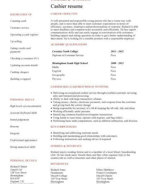 chief cashier resume