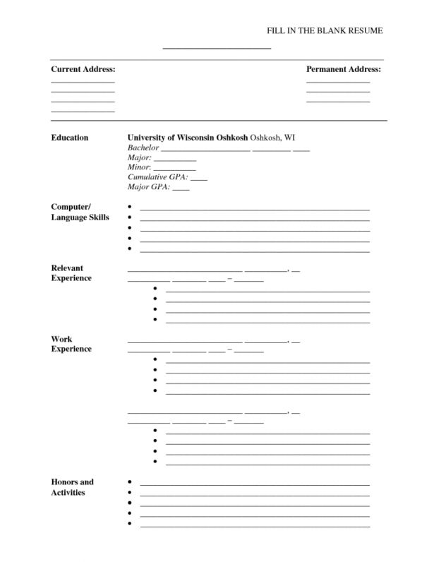 proforma of resume