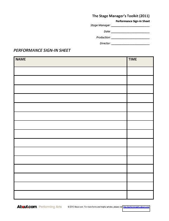 appointment sign in sheet template