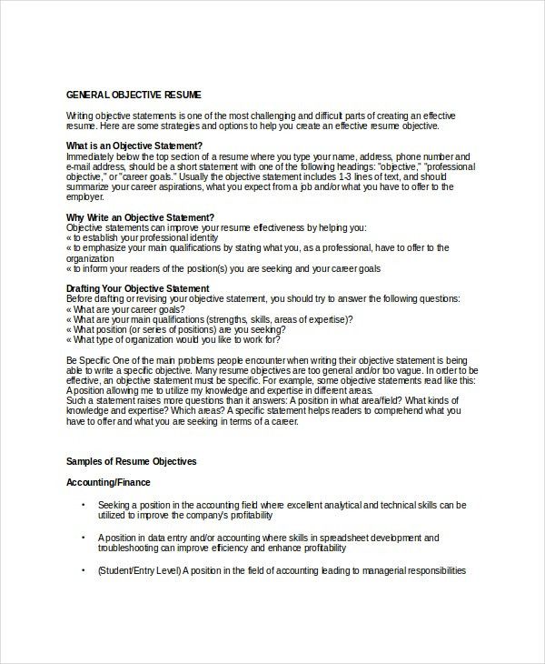 good objective on a resumes