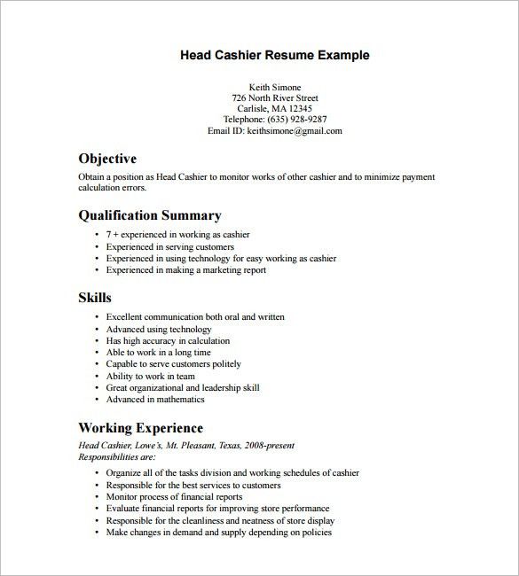 cashier resume sample writing guide