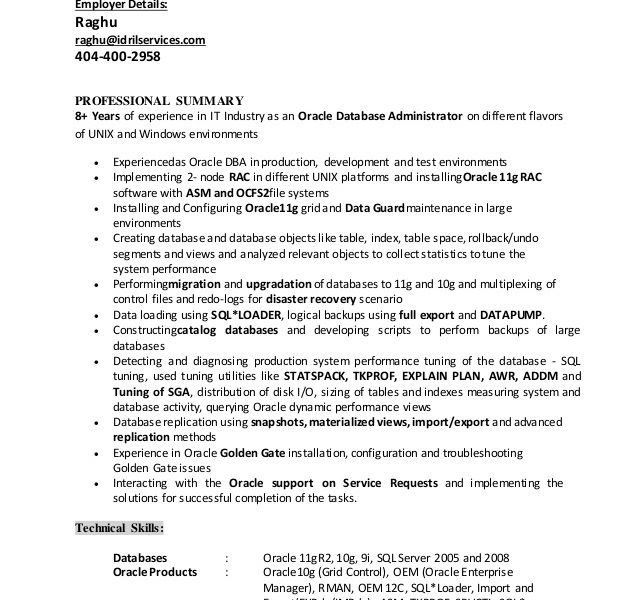 dba resume