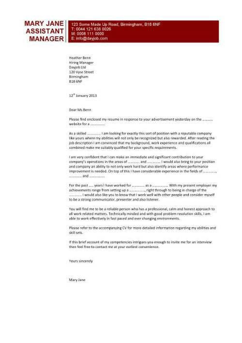 restaurant assistant manager cover letter
