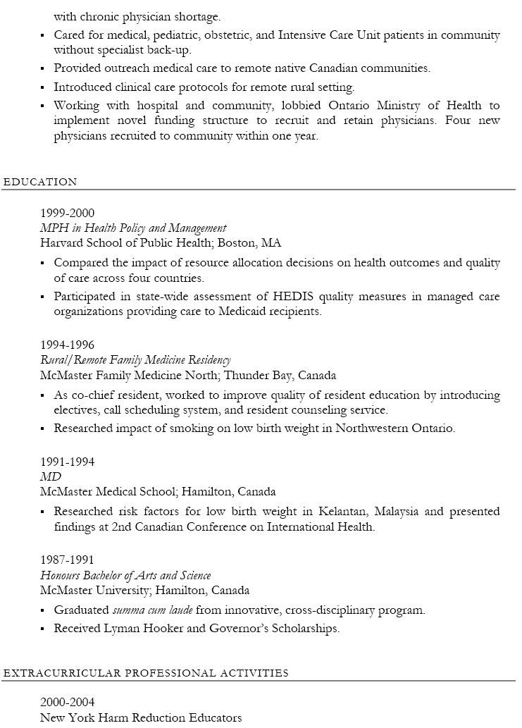 public health resume sample