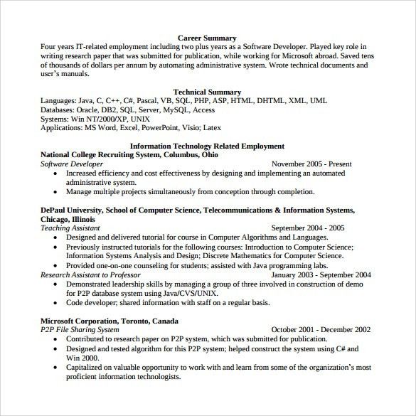 resume examples software engineer