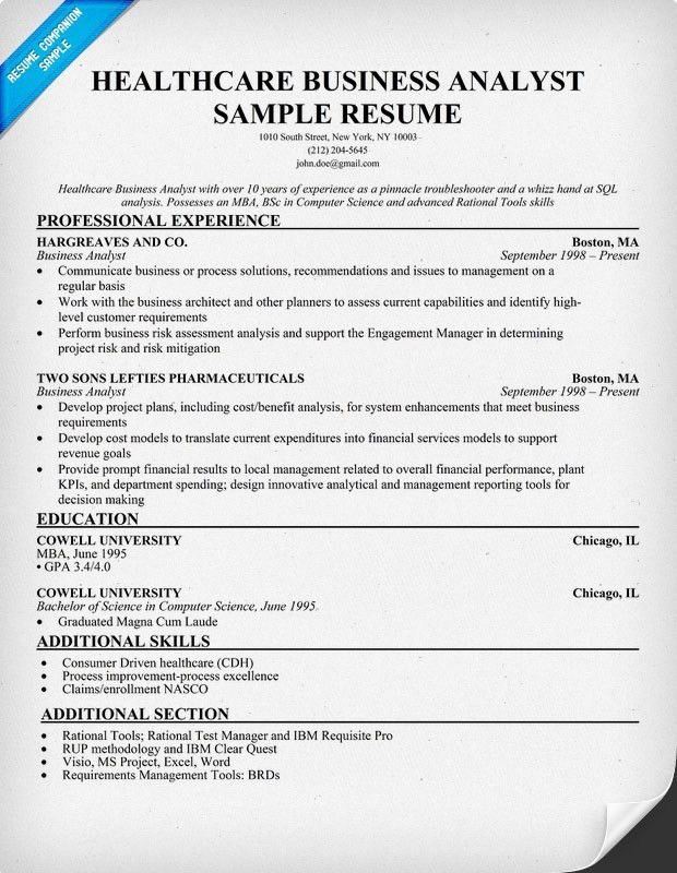resume samples for business analyst entry level