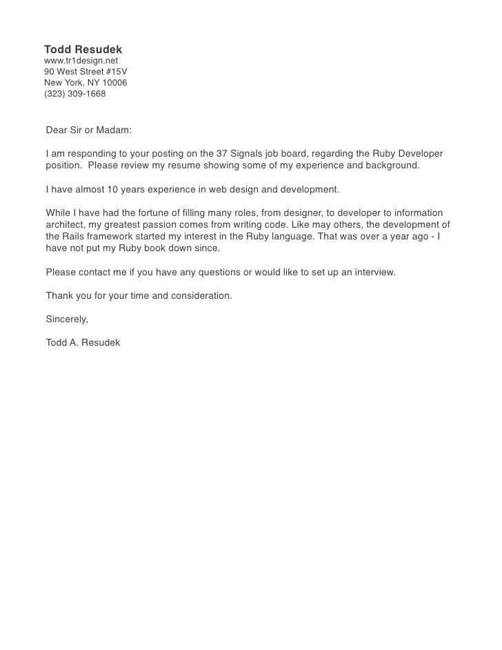 dear madam cover letter
