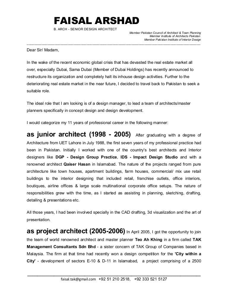 architect cover letter samples