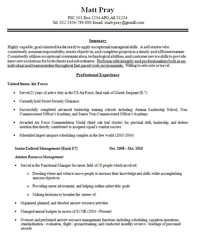 military resume builder free