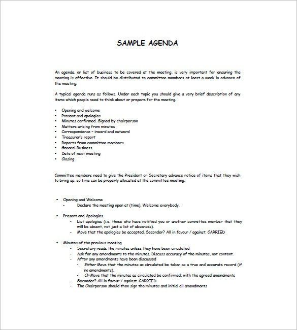 agenda format