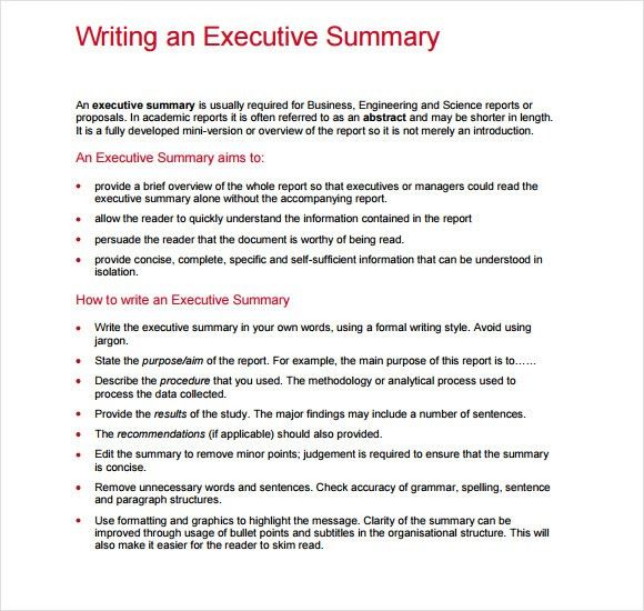how to write an executive summary for a resumes