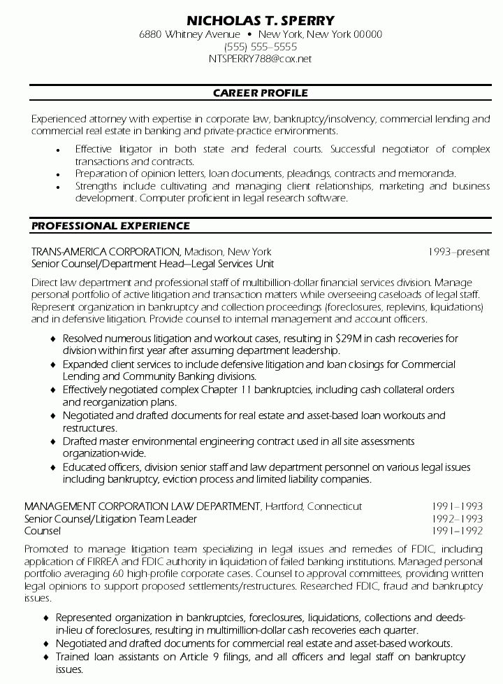 corporate attorney resume