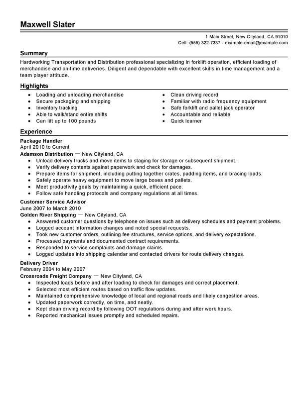 transportation resume
