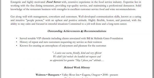 waiter resume samples