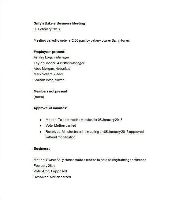 sample of corporate minutes