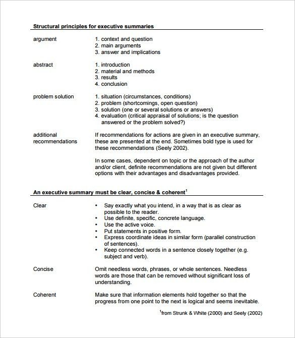 free executive summary templates