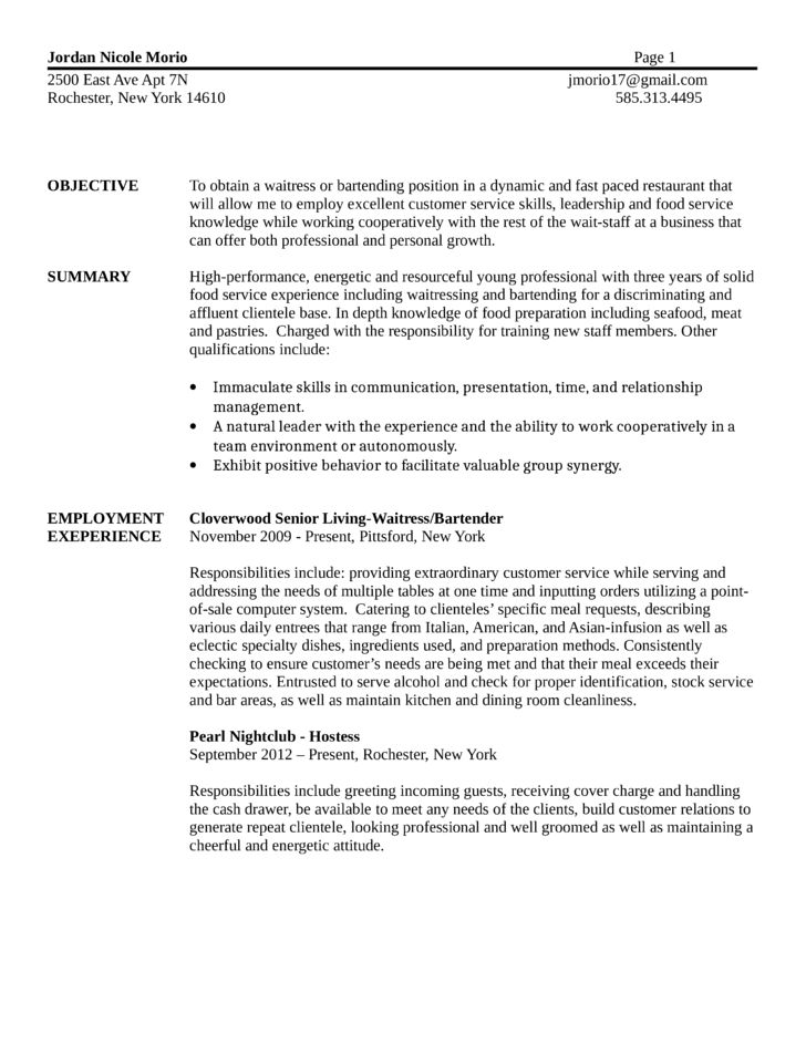 food prep resume