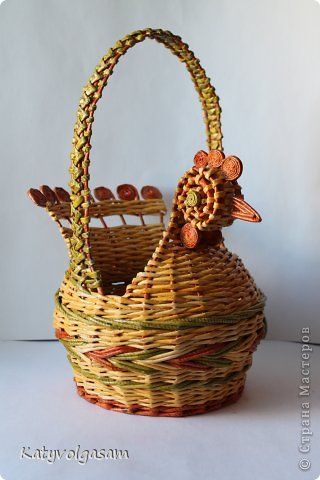 Плетение с газет пасхальных курочек Плетение с газет пасхальных курочек