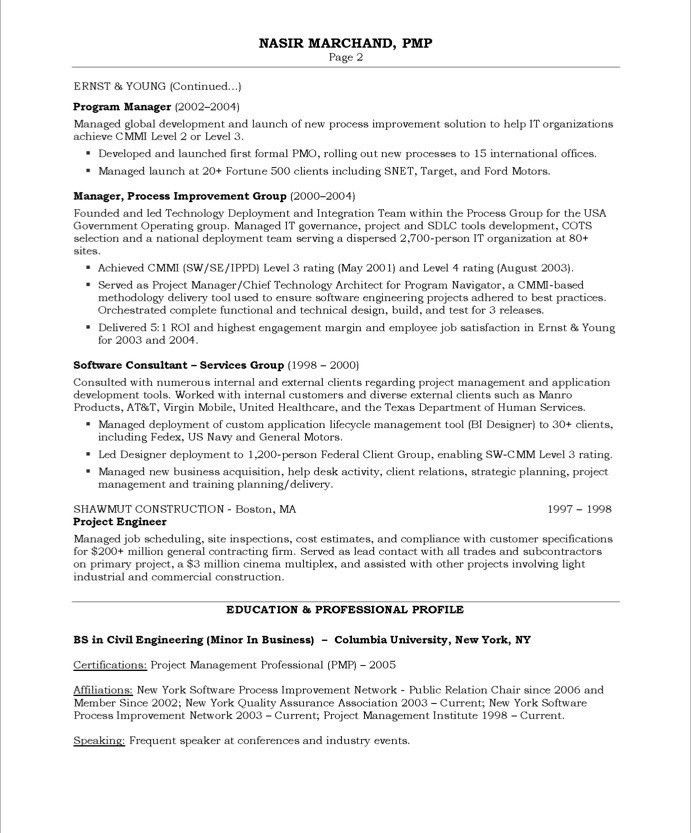 engineering project manager resumes