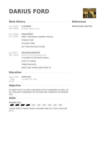 cleaner resume
