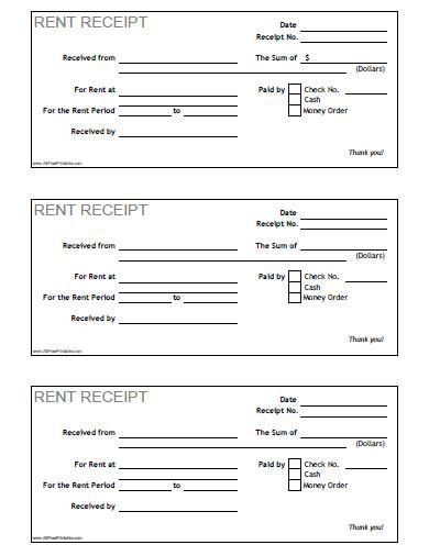 receipts for rent paid