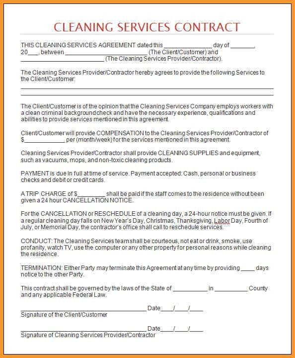 cleaning service contract samples