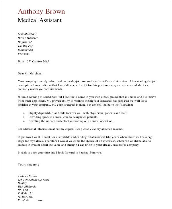 medical assistant sample cover letter