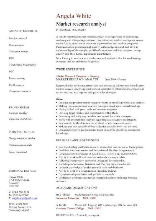 market research analyst resume samples